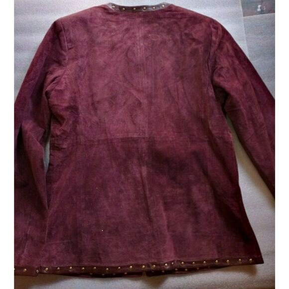LINEA by LOUIS DELL'OLIO Maroon Suede With Genuine Leather Trim Coat. Size: XS - Picture 3 of 8